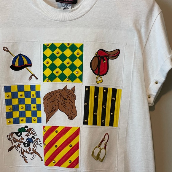 1990’s Kentucky Derby Tee With Studded Sleeves ~ Very Cool~ size Small - Picture 1 of 9